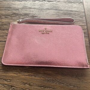 Kate Spade Lucy Blush Pink Metallic Clutch NWT